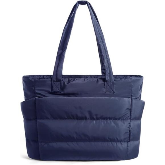Tote Bag for Women, Lightweight Puffy Tote Bag Navy Blue - Picture 1 of 6